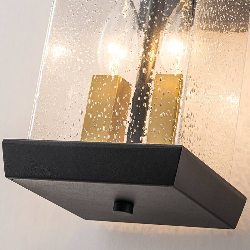 2-Light Outdoor Wall Lantern Sconce with Seeded Glass