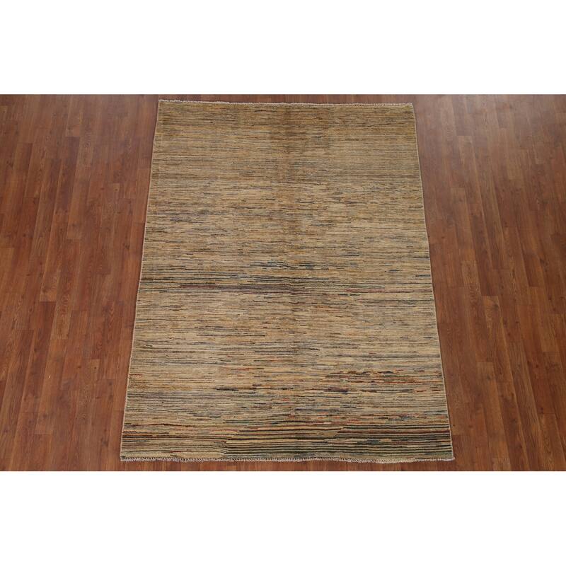 All-Over Gabbeh Kashkoli Oriental Area Rug Hand-knotted Wool Carpet - 4'11" x 6'7"