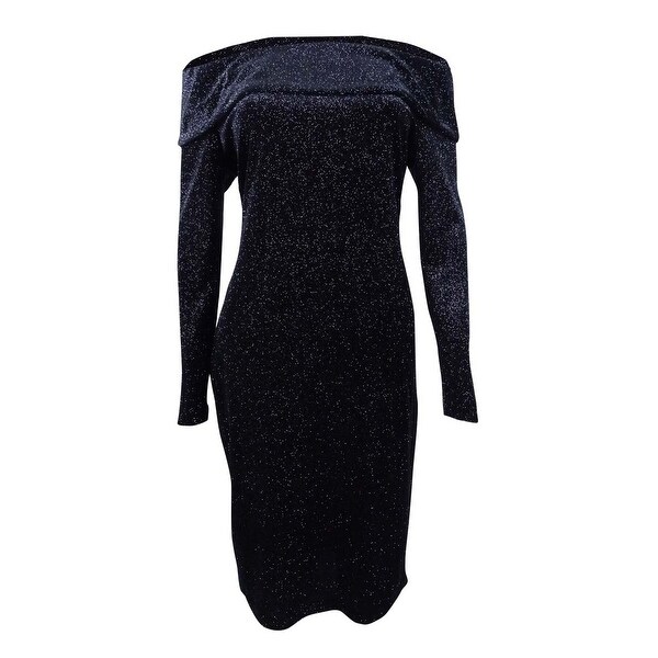 calvin klein black off shoulder dress