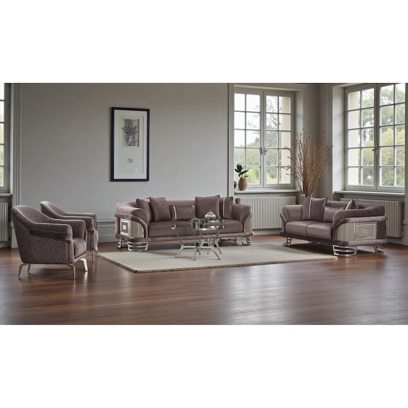 Timberline 3 Pieces Living Room Sets 2 Sofa 1 Chair - Dark grey