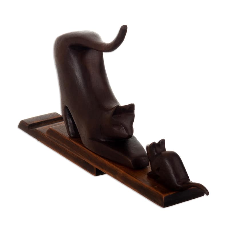 Novica Handmade Helping Buddies Wood Phone Holder
