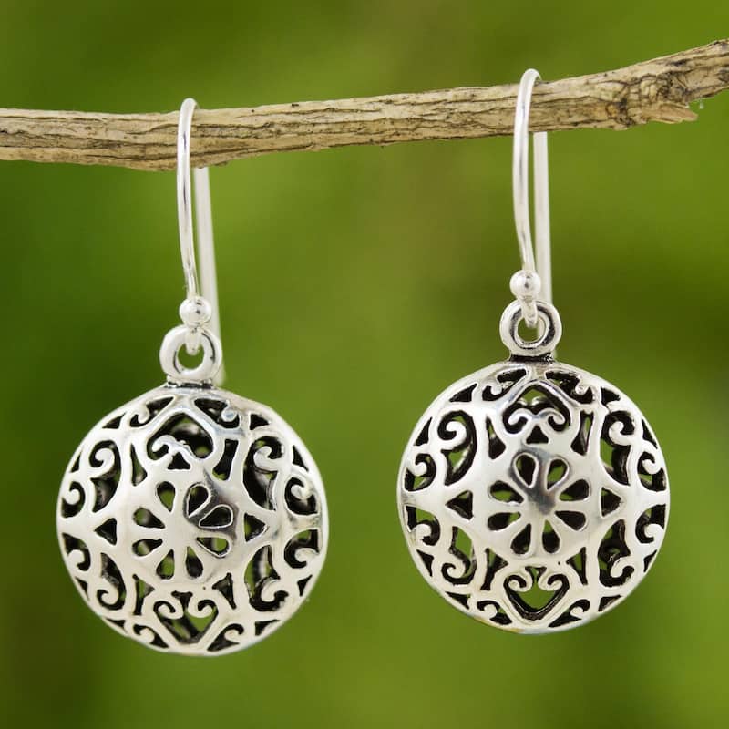 Novica Handmade Medallion Sterling Silver Dangle Earrings