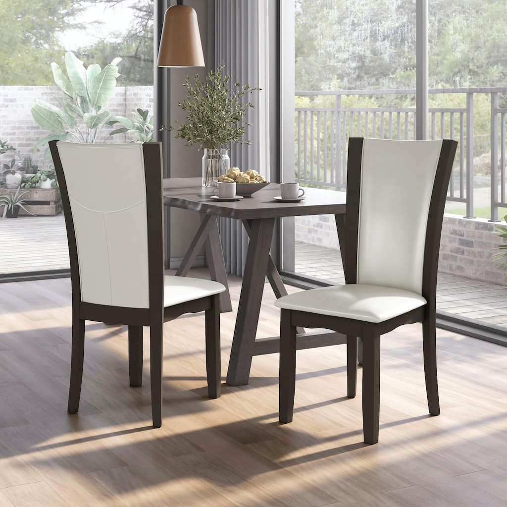 Mario II Contemporary White Faux Leather Dining Chairs by Furniture of America (Set of 2)