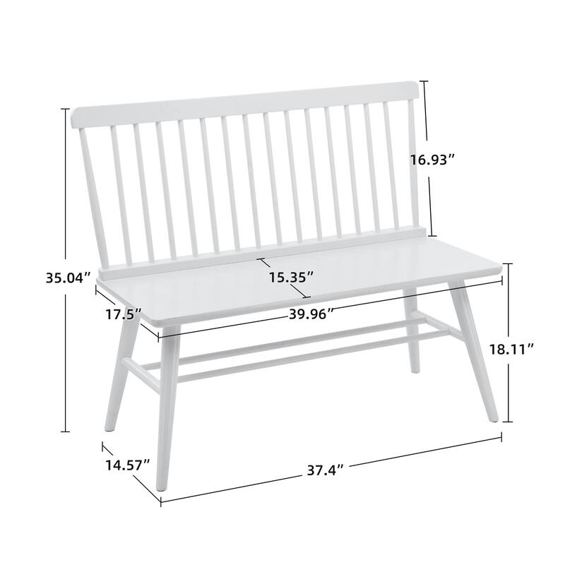 Entryway 40"L Solid Wood Dining Bench with Spindle Back
