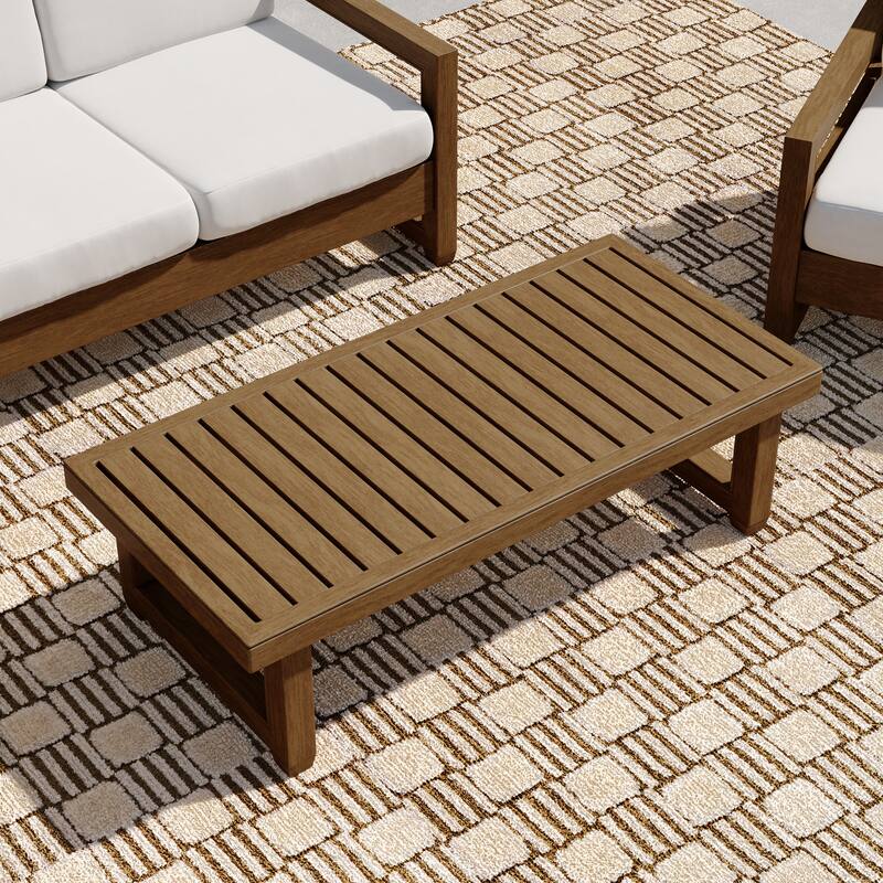Rectangular Teak Wood Outdoor Patio Coffee Table