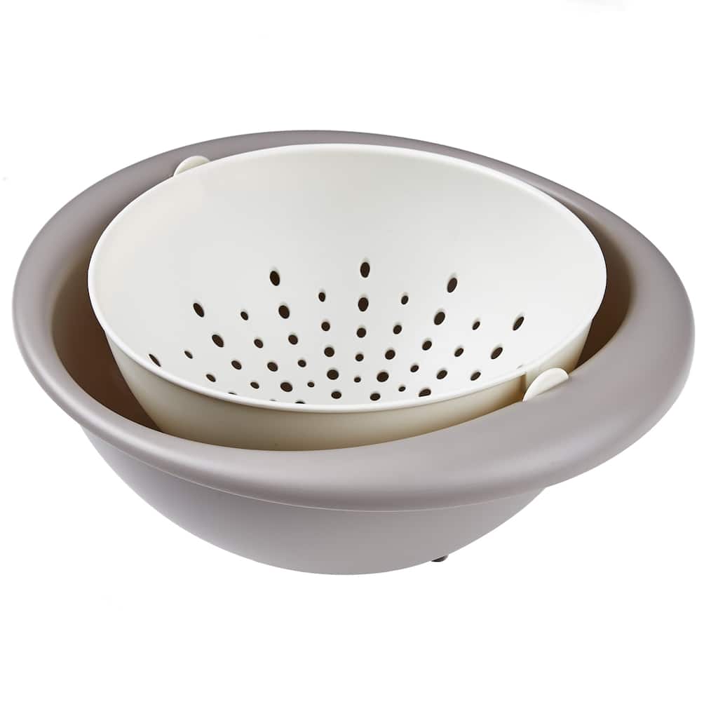 Javlergo Stackable Double Layer Colander with Rotatable Design BPA Free PP Material Dishwasher Safe for Indoor Outdoor Use