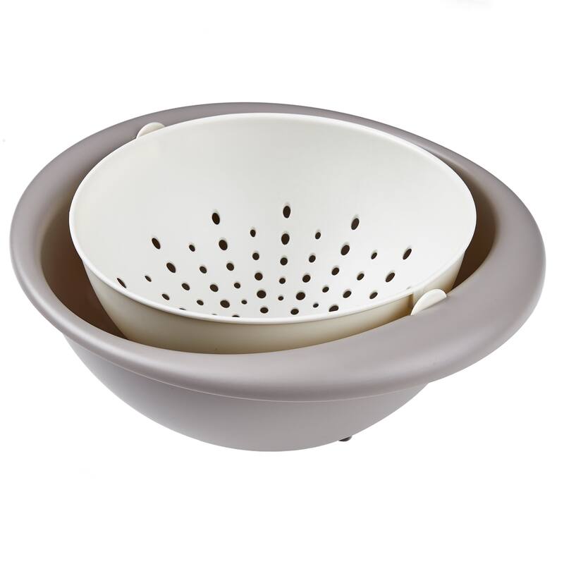 Javlergo Stackable Double Layer Colander with Rotatable Design BPA Free PP Material Dishwasher Safe for Indoor Outdoor Use - Nesting