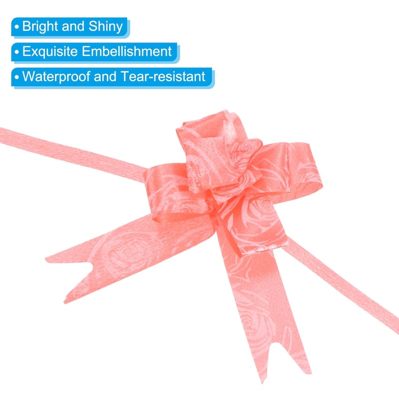 100Pcs Pull Bows Ribbon Gift Wrapping String Rose Pattern Bow Tie