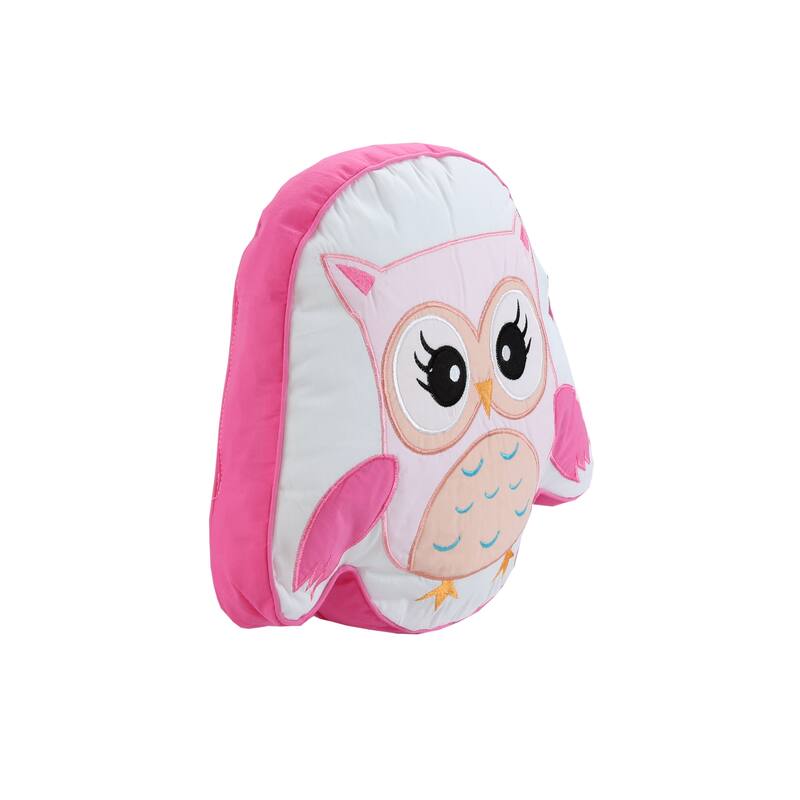 Cozy Line Spring Time Birds Owl Pink Embroidered Polyester Decor Novelty Owl Throw Pillow