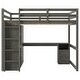 preview thumbnail 11 of 26, Full Size Loft Bed with Wardrobe, Desk, and Storage Shelves, Grey