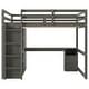preview thumbnail 11 of 13, Gray Full Size Solid Wood Loft Bed with Wardrobe, Desk, and Shelves