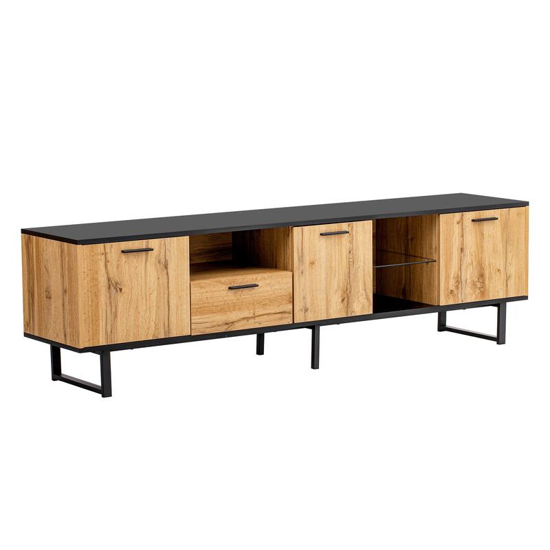 Modern TV Stand with 5 Storage Cabinets Storage and Upper and Lower Shelf for Living Room and Home Theater