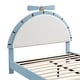 preview thumbnail 20 of 18, Twin/Full Size Upholstered Velvet Platform Bed Frame, Funny Kids Bed with Alarm Clock Shaped Headboard