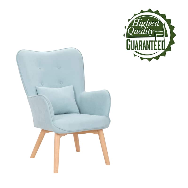 Porthos Home Panya Fabric Accent Chair with Pillow, Rubberwood Legs
