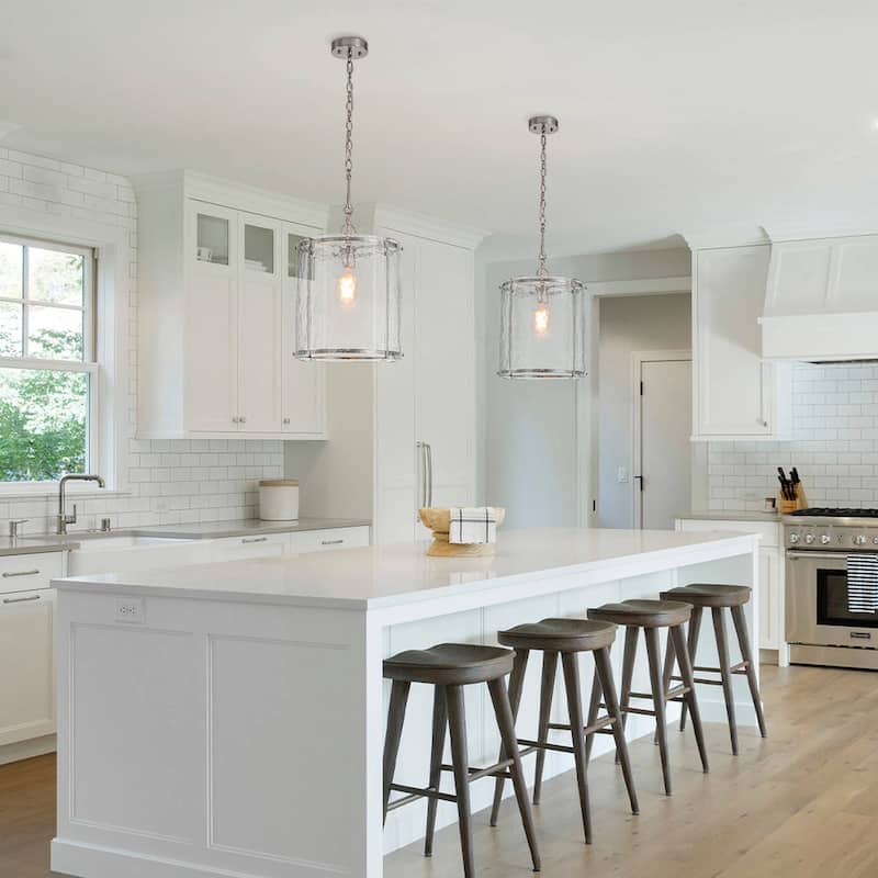 12.6''W Modern 1-Light Water Rippled Glass Pendant - 14.6in