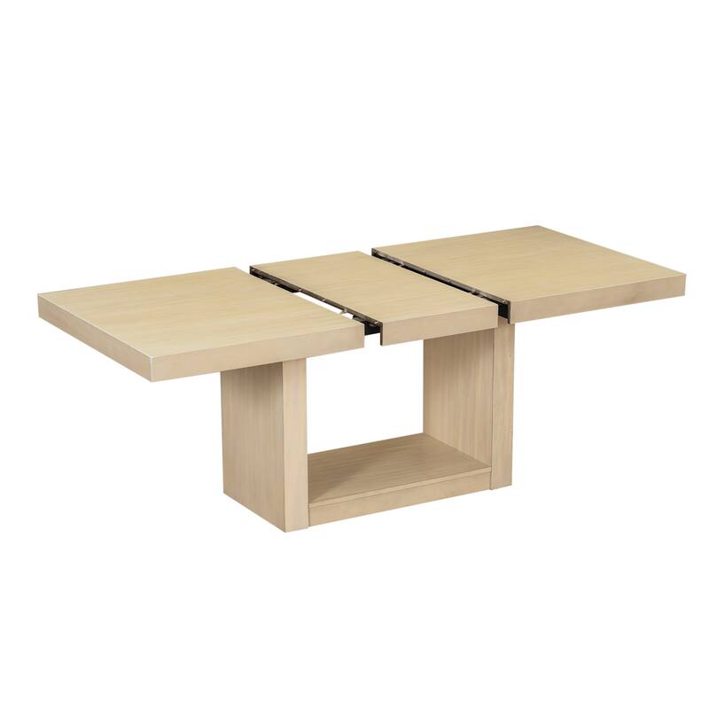 6-Piece Modern Extendable Pedestal Dining Table Set with 18 Inch Removable Leaf and Pedestal Table Legs for Kitchen Dining Room