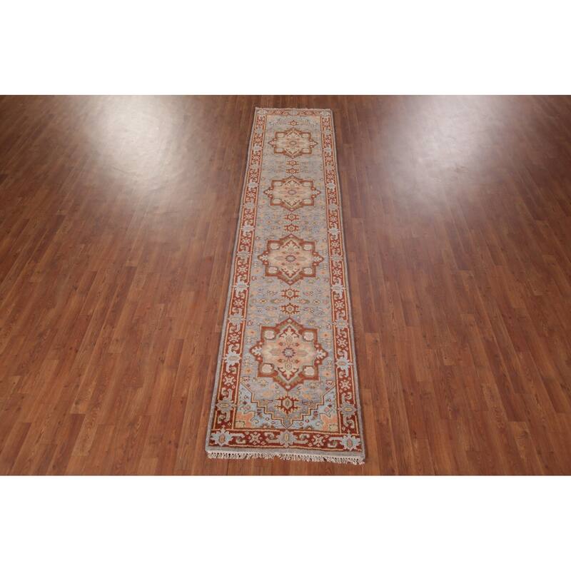 Geometric Kazak Oriental Runner Rug Hand-Knotted Wool Carpet - 2'6"x 10'9"