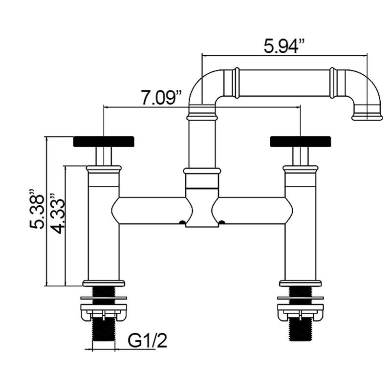 Modern Industrial-style 2-Hole Bathroom Faucet Widespread in Black