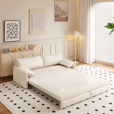 Convertible Sofa Bed, 3-in-1 Multi-Functional Velvet Queen Pull Out Sofa Bed, 63.8'' Sleeper Sofa Loveseat Bed with Side Storage