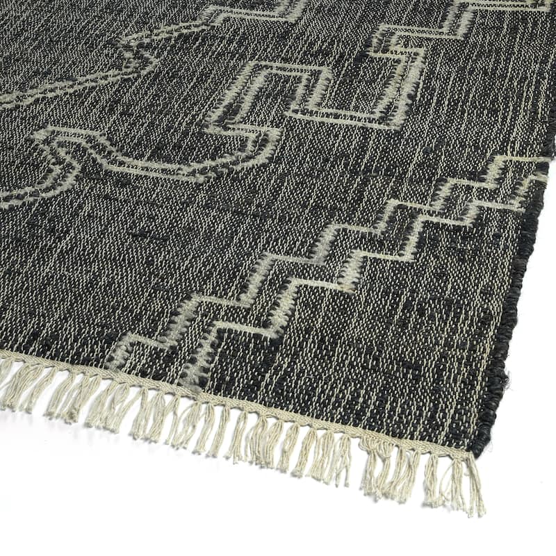 Natural Jute Black Hand-Made Indoor Area Rug
