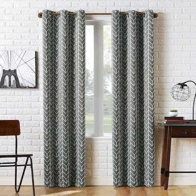 Sun Zero Kenwood Chevron Blackout Grommet Curtain Panel, Single Panel