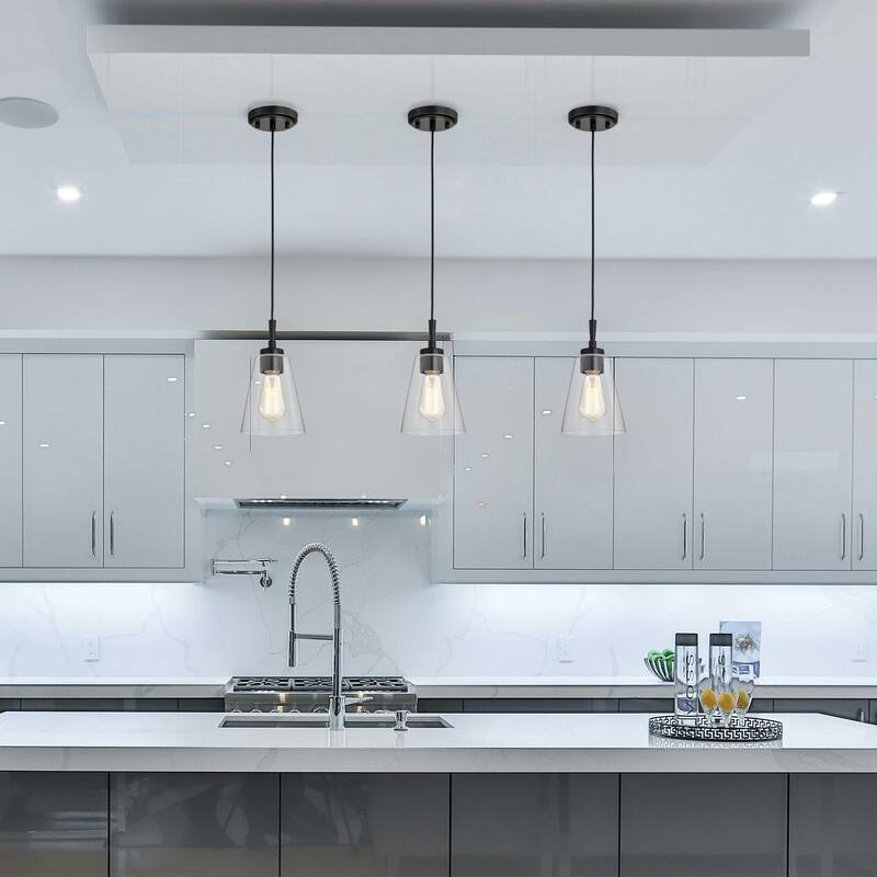 Briarwood 5.9 in. 1-Light Pendant with Clear Cone Glass Shade