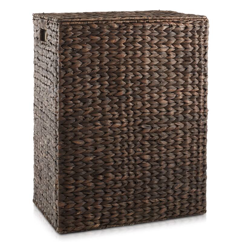 Large Laundry Hamper Basket w Lid and Liner Water Hyacinth