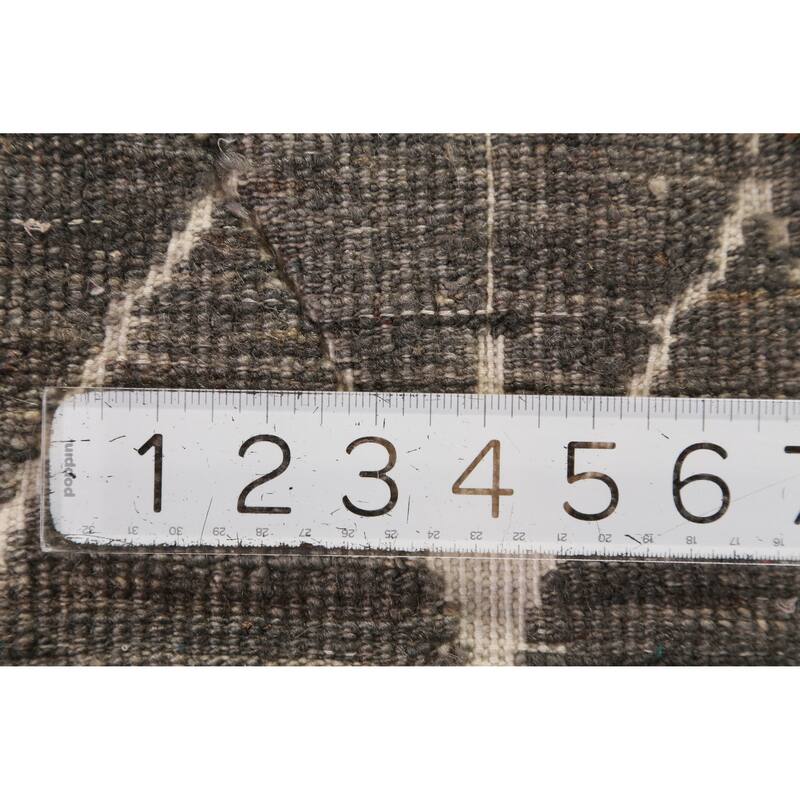 Trellis Gray Gabbeh Oriental Rug Hand-Knotted Wool Carpet - 3'9"x 5'10"