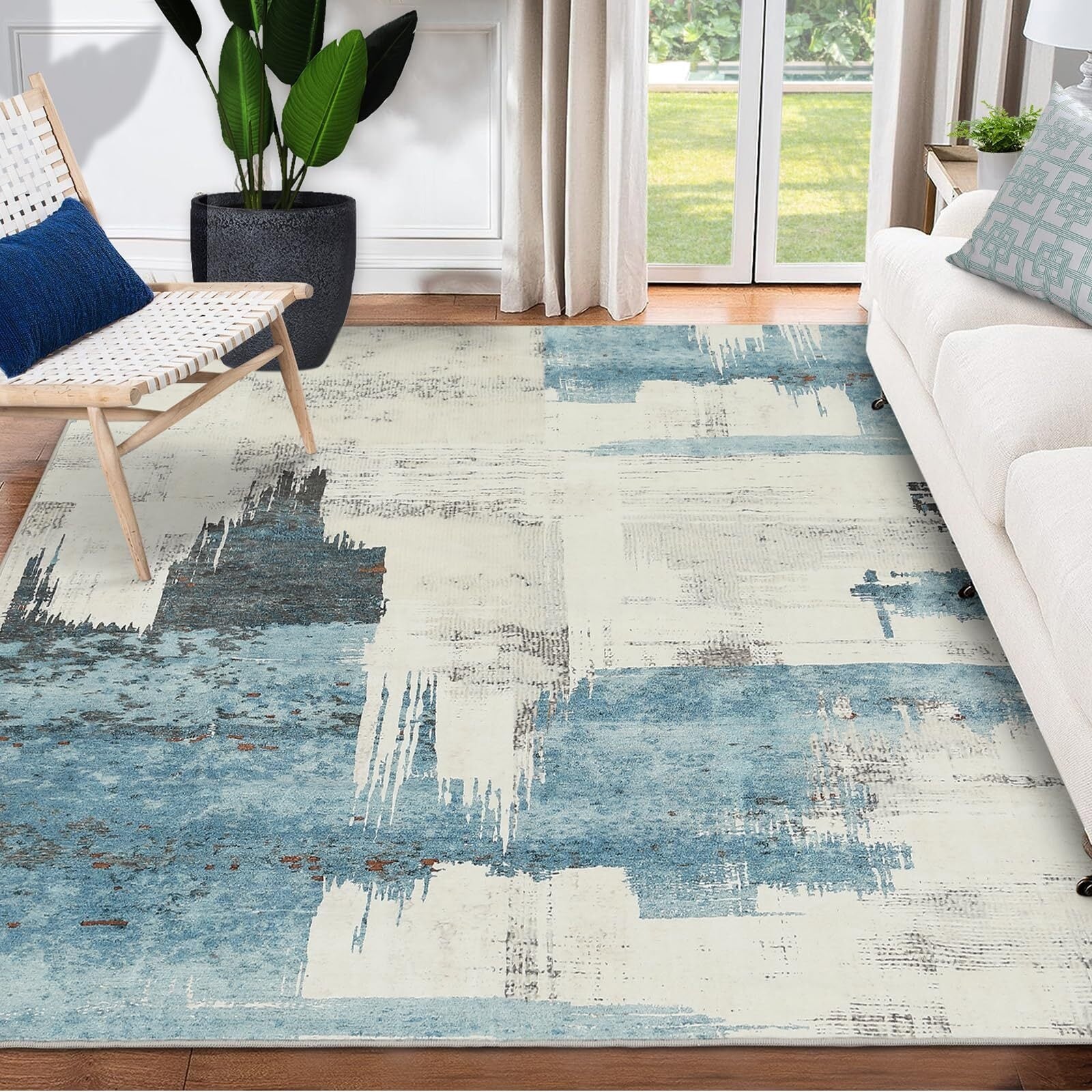 Large Area Rugs, 8x10 Modern Abstract Rugs with Non Slip Backing - 8*10ft -  Bed Bath \u0026 Beyond - 41570314, image size:1600x1600