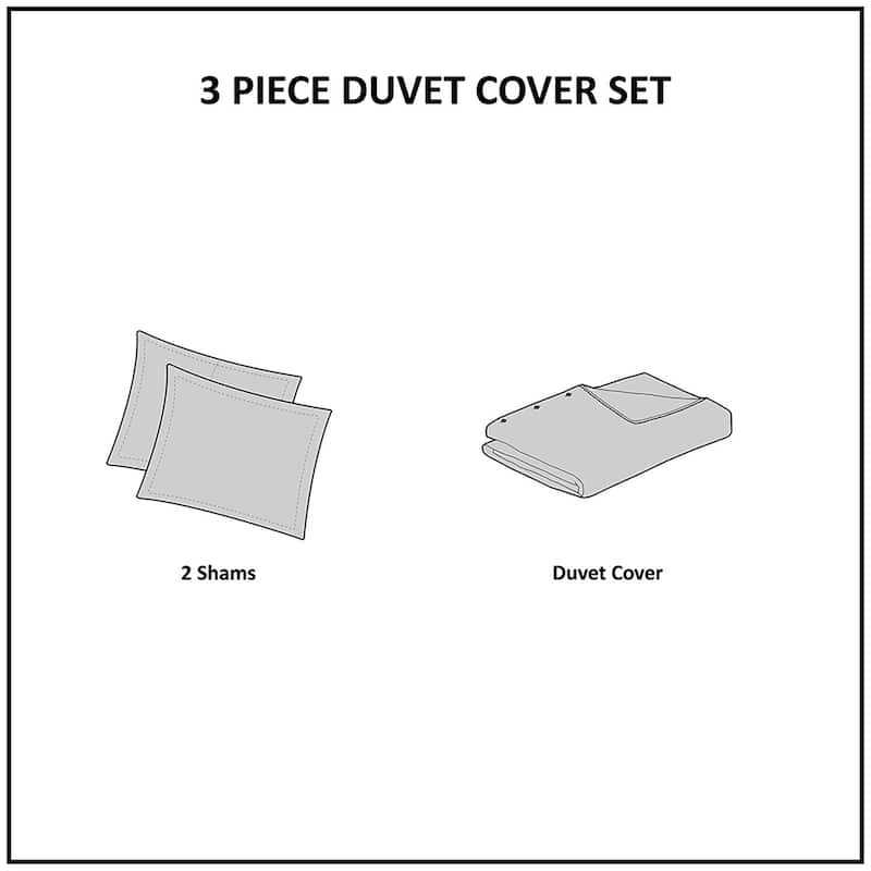 INK+IVY Kara 3 Piece Cotton Jacquard Duvet Cover Set (Insert excluded)