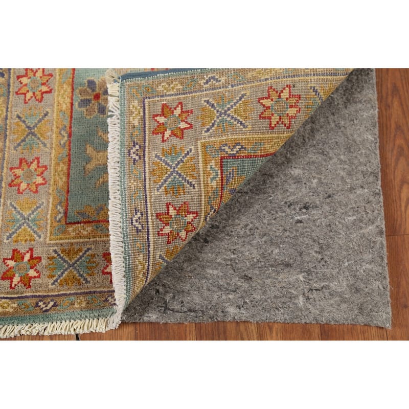 Light Blue Kazak Accent Rug Hand-Knotted Geometric Wool Carpet - 2'1"x 2'10"