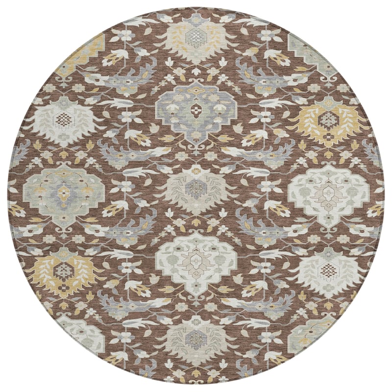 Machine Washable Indoor/ Outdoor Traditional Kashan Chantille Rug