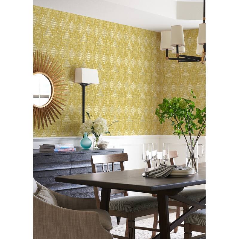 A-Street Prints Grady Yellow Dotted Geometric Wallpaper
