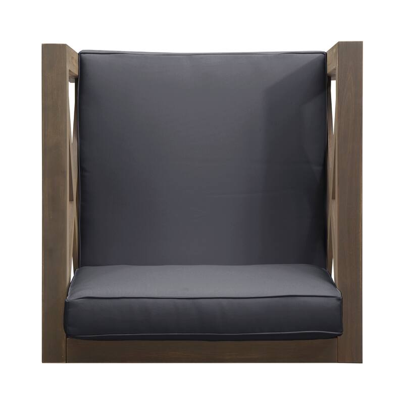 Juna Outdoor Club Chair, Charcoal Gray Water-Resistant Fabric, Acacia