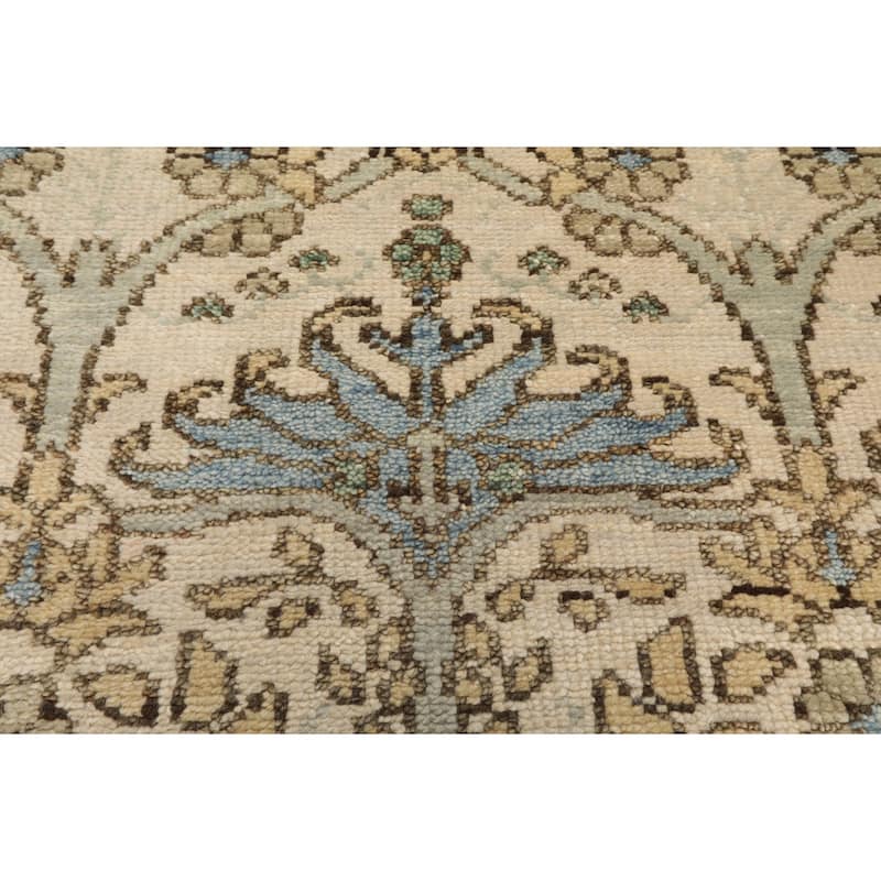 Hand Knotted Beige Arts & Craft William Morris Oushak Wool Area Rug