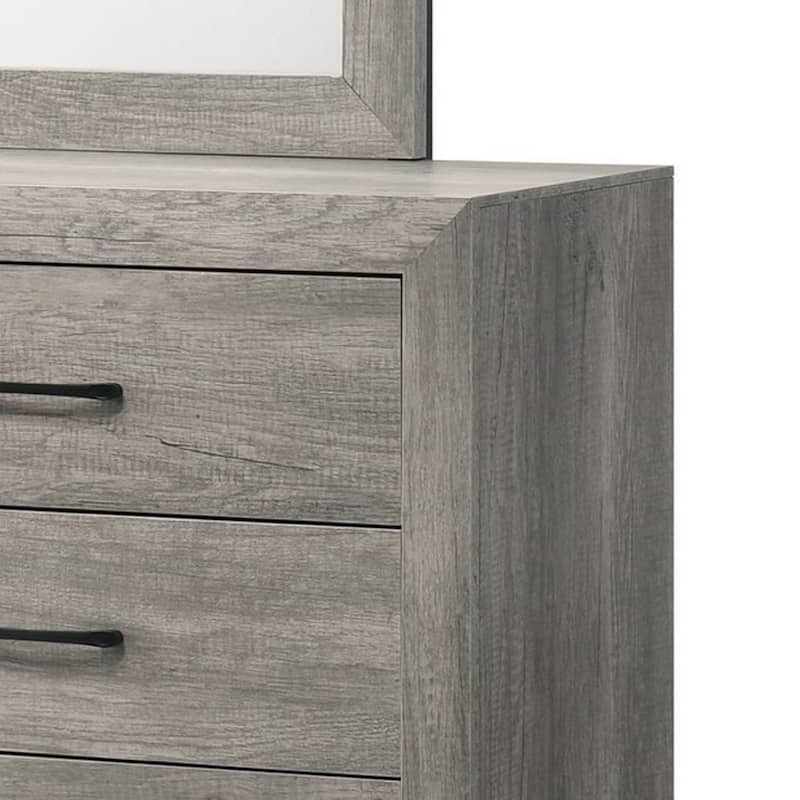 Isha 58 Inch Dresser, 6 Wide Drawers, Rustic Driftwood Gray Finish
