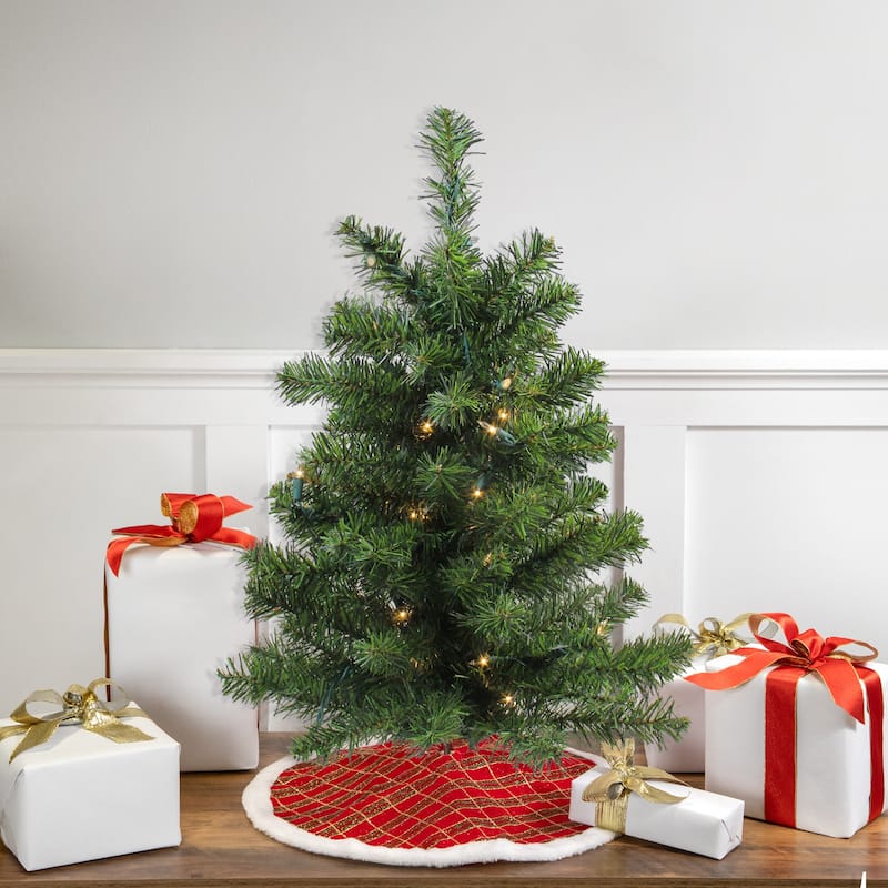 2' Pre-Lit Medium Canadian Pine Artificial Christmas Tree Clear Lights - 2 Foot