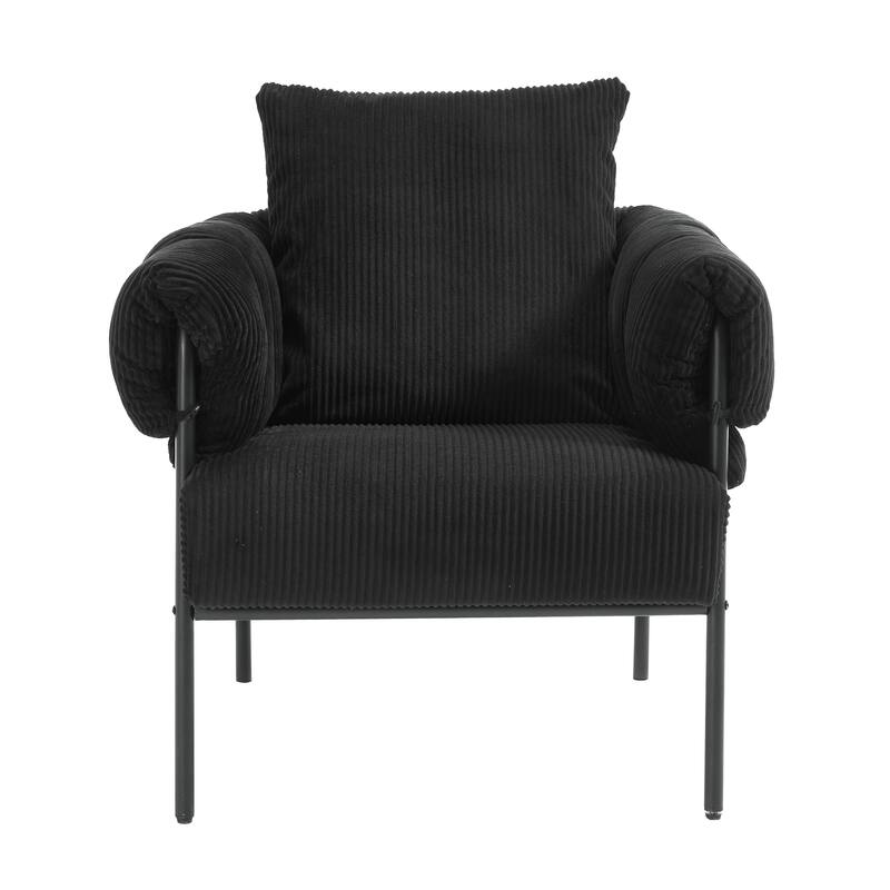 Black Simple Side Chair Office Chair Coffee Chair with Metal Legs, Padded Chair Reception Chair