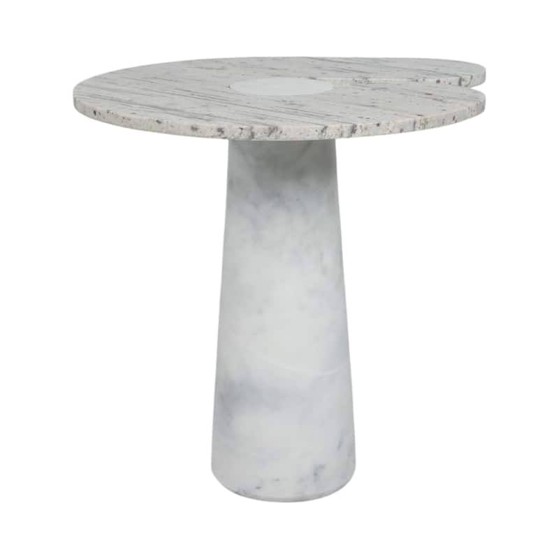 Granite And Marble Modern Round Side Table with Split-Top - 24" Ivory - 24" x 24" x 24"