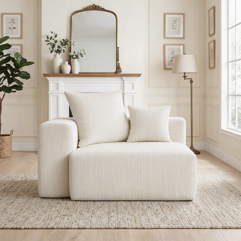 51"W Oversized Modular No Assembly Corduroy Accent Corner Chair