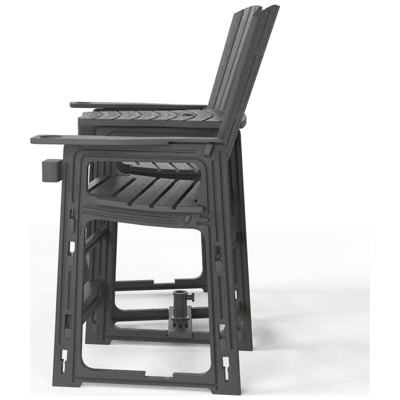 Polytrends Coastline Outdoor Poly Bar Chair Set with Connecting Tray & Cup Holder