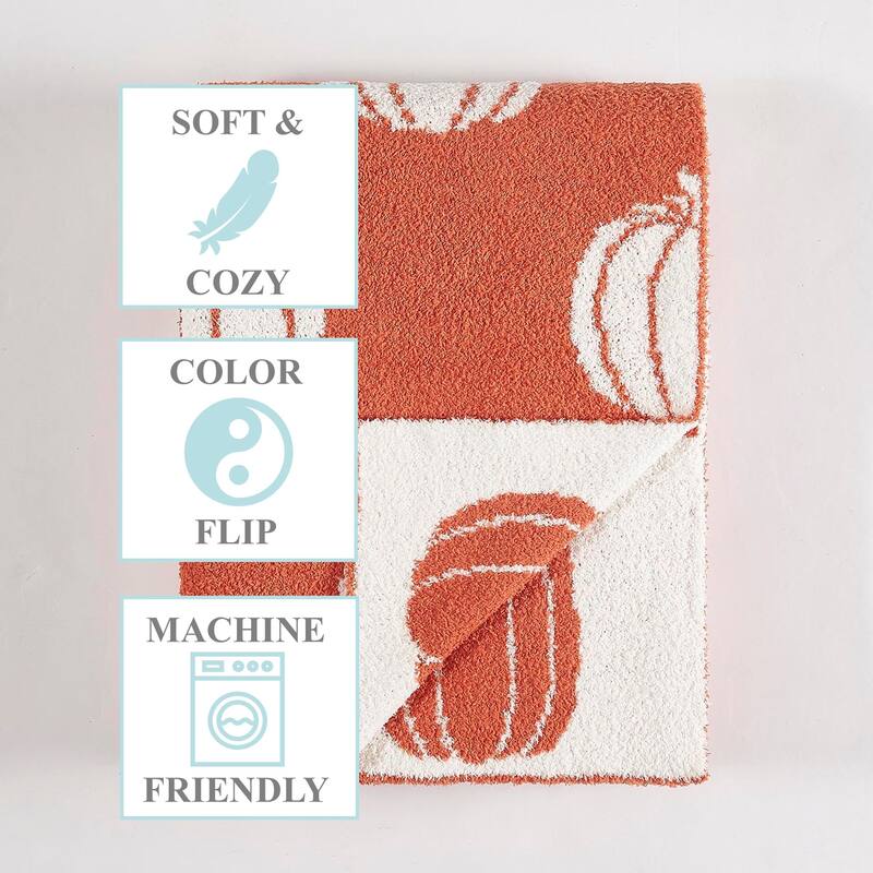 Truly Soft Cozy Pumpkins Reversible 50x70 Throw