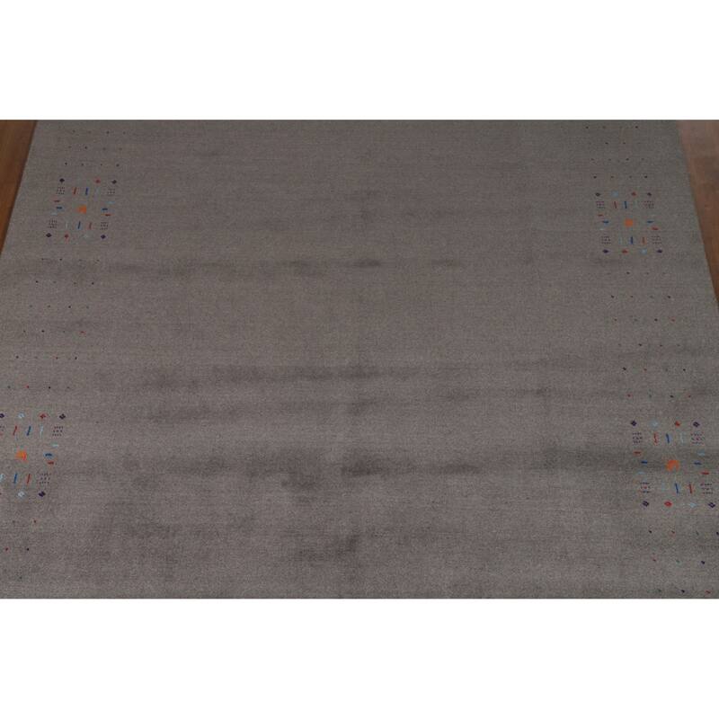Hand Knotted Oriental 100% Wool Carpet Tribal Animal Pictorial Greys & Charcoal Gabbeh Area Rug - 10' 1'' X 8' 1''