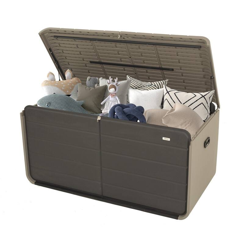 Domi 200 Resin Gallon Outdoor Storage Box - Waterproof, UV-Resistant Deck Box with Lockable Lid