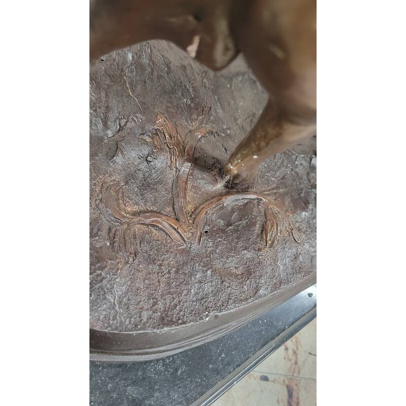 Bronze Horses Sculpture – Pair Of Grazing Stallions Statue On Marble Base