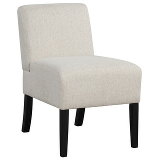 Gymax Armless Accent Chair w/ Rubber Wood Legs Modern Vanity Chair for