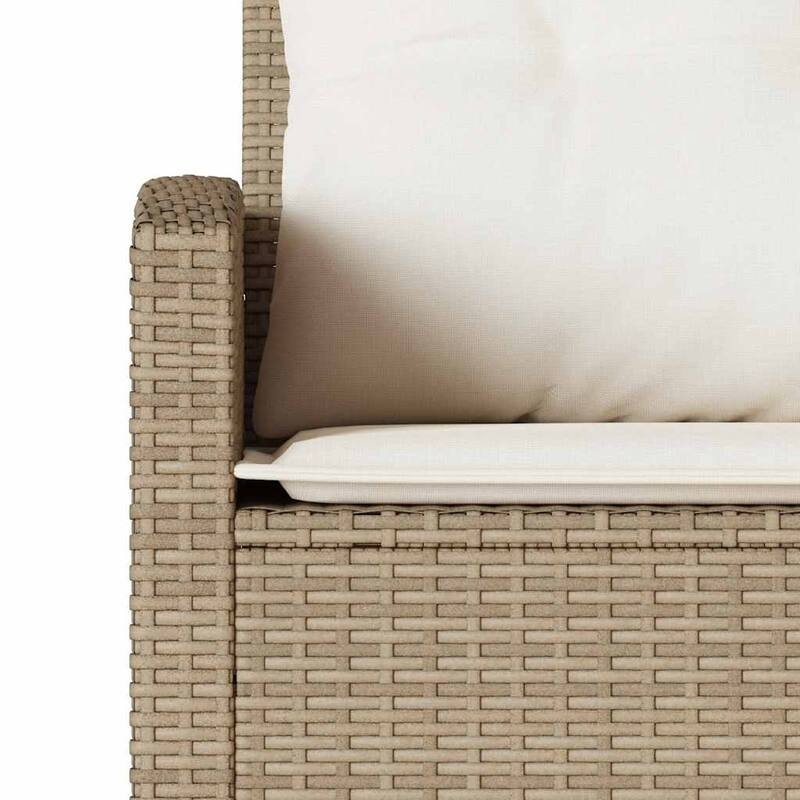 vidaXL Couch Sofa Beige PE rattan, powder-coated steel Large - 72.4 x 72.4 x 31.5