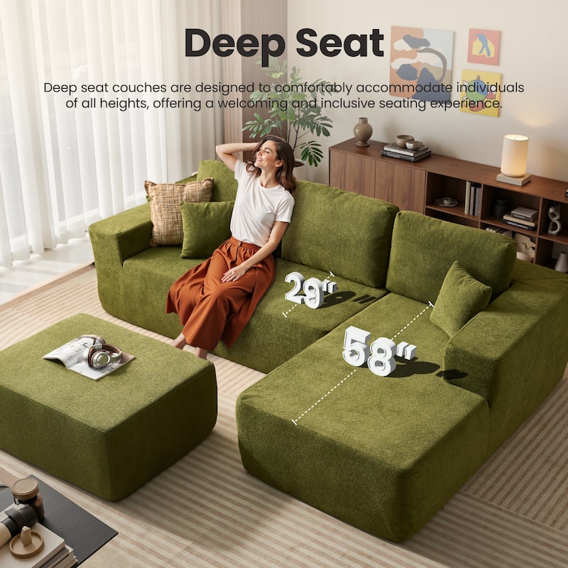 ​​OVIOS Lazy Chaise Lounge Sofa with Ottoman​