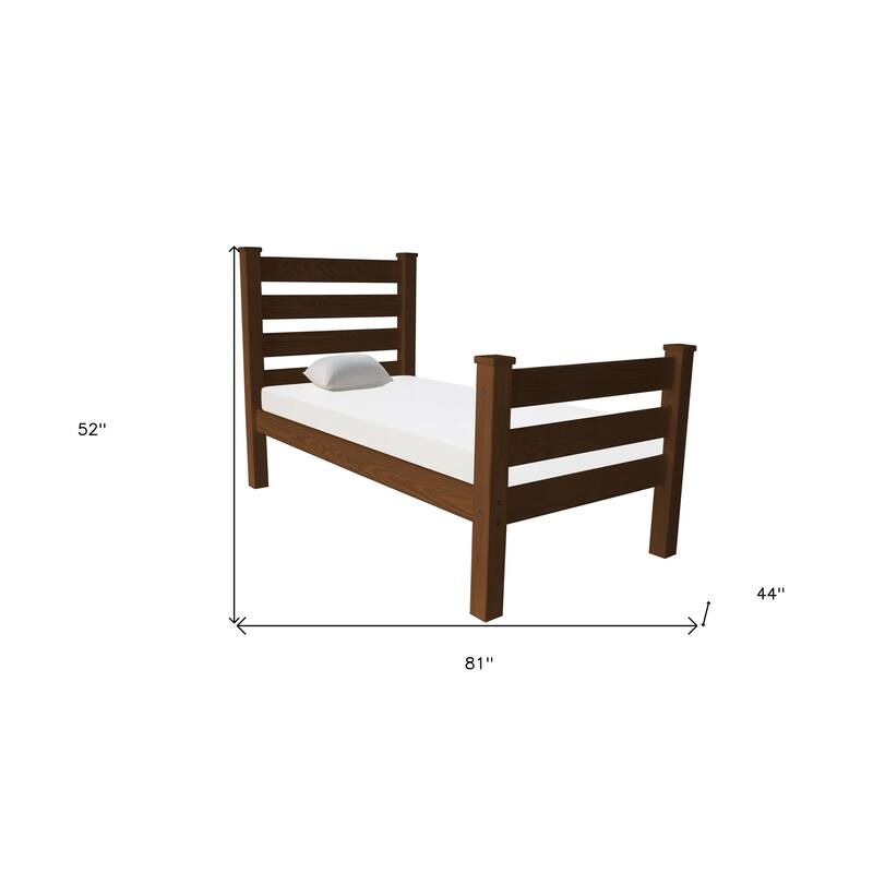 HomeRoots Brown Solid Wood Twin Bed Frame