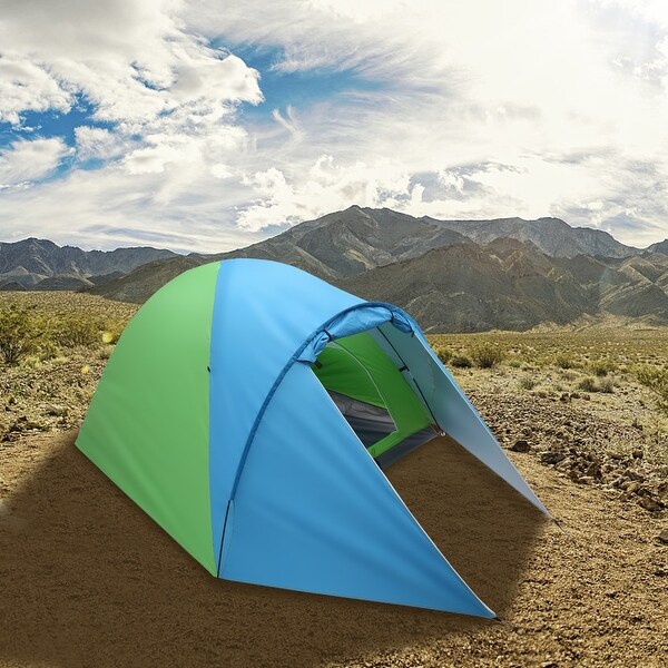 4-Person Double Layer Family Camping Tent Outdoor Instant ...